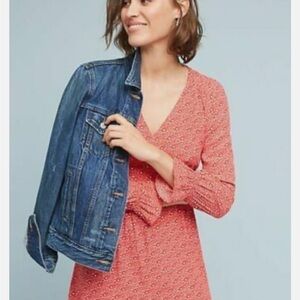 Anthropologie Maeve red and white floral print mini dress